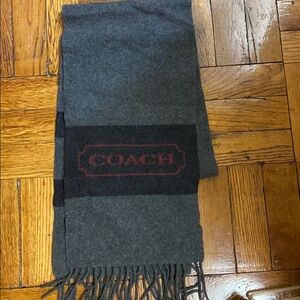 Coach gray & red wool scarf
